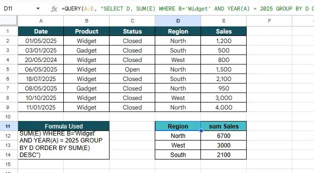 Google Sheets QUERY Function